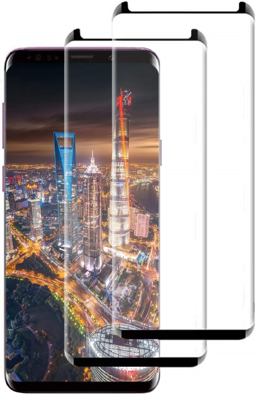 [2 Pack] Galaxy S9 Tempered Glass Screen Protector, Anti-Fingerprint, no Bubble, 9H Hardness, Samsung Galaxy S9 HD Screen Protector (Black)