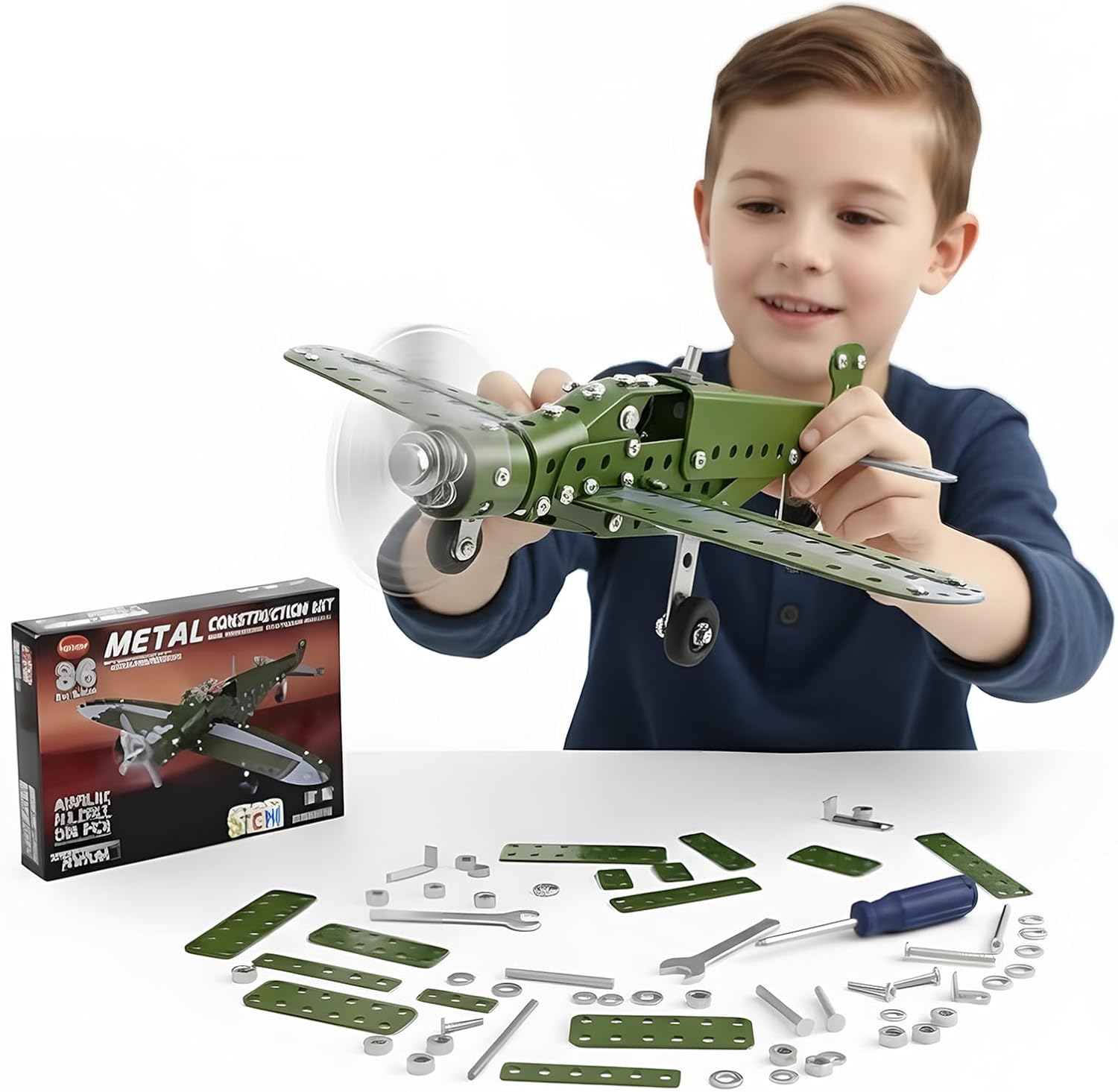 STEM Metal Airplane Building Kits for Kids Ages 8-16, 258 Pieces DIY Mechanical Engineering Construction Toys, Large Model Aircraft Project for Boys & Girls, Educational Science Plane Gift