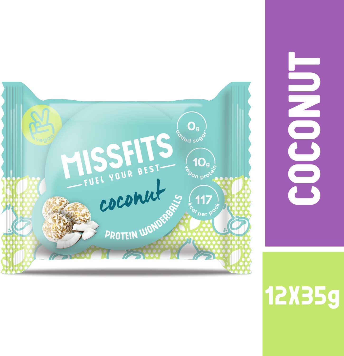 MISSFITS - Vegan Protein Balls - Coconut Wonderballs - 12 x 35g Packs