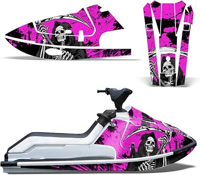 Jet Ski Graphics kit Sticker Decal Compatible with Kawasaki X2 JF650 1986-1995 - Reaper V2 Pink
