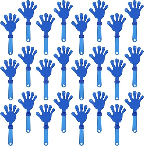 ZCYSRLQIN 24 pinzas de mano azul rey de 7.5 pulgadas, para hacer ruido, para fiestas de plástico para eventos deportivos, saludos, bailes,