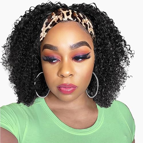 Miniatura 75 de #99J Peluca de diadema burdeos de cabello humano ondulado profundo para mujeres afroamericanas, 150% de densidad, sin encaje frontal, hecha a