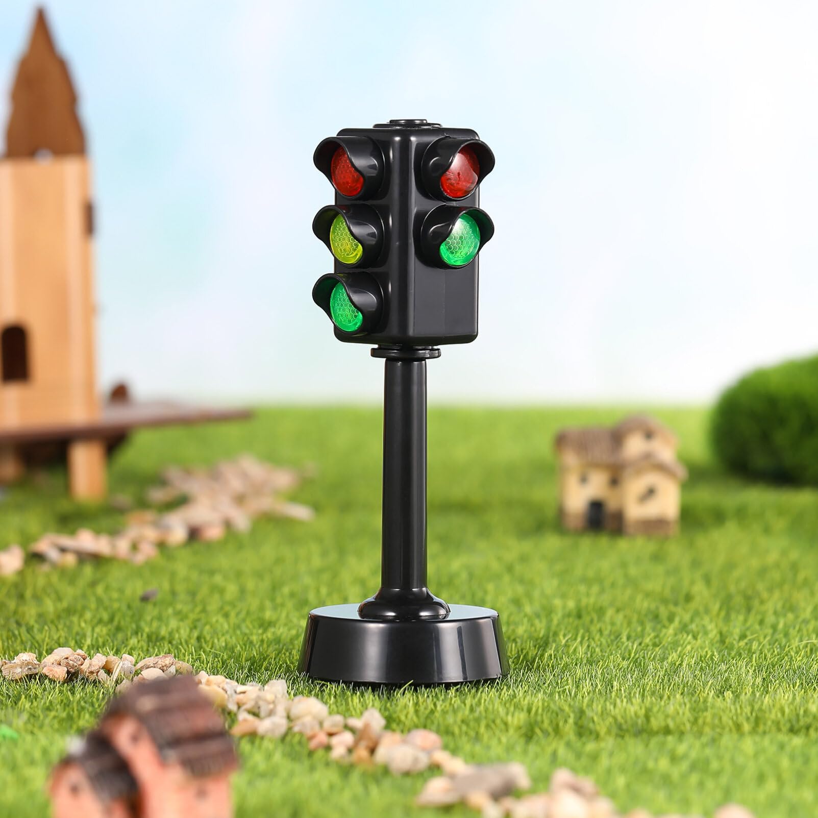 Gadpiparty 2 Pièces Feu De Circulation pour Enfants Simulation Feux De Circulation Signes Jouet Signal De Passage pour Piétons Modèle Feu Stop LED Panneau D'arrêt De Circulation Lampe