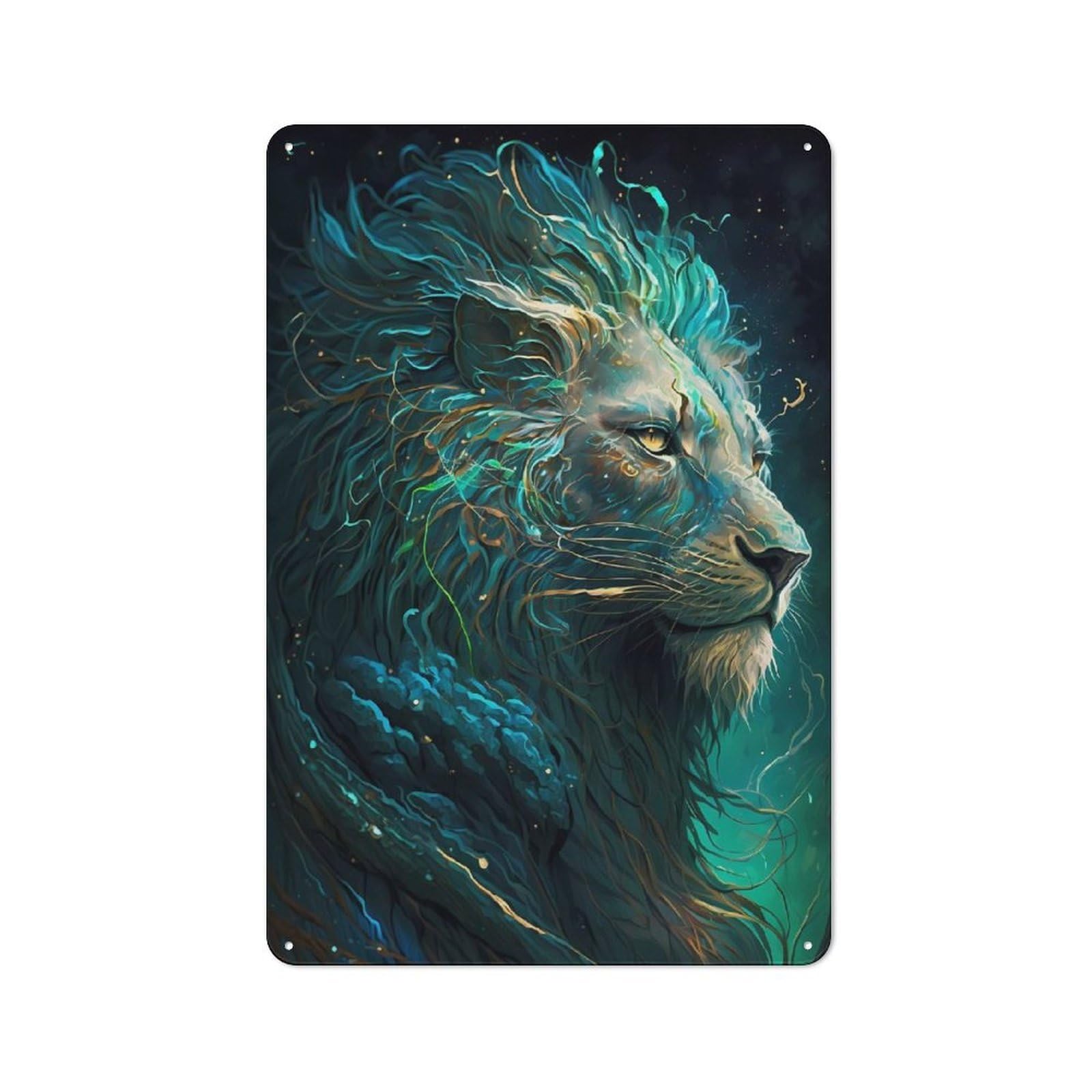 Country Style Lion Imaginative Decorative Metal Sign 30x20cm, Bistro Wall Plaque for Restaurant, Kitchen, Counter Or Breakfast Nook