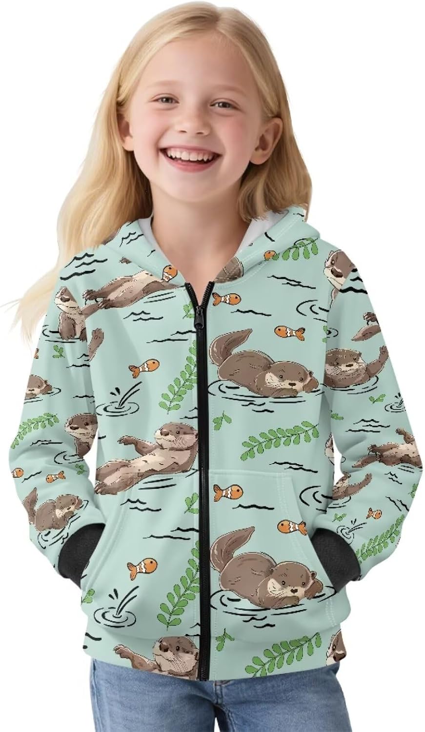 Girls Zip Up Hoodie Cute Sweatshirt for Kids Fall Jackets with Pockets Long Sleeve Shirts for School 6-16