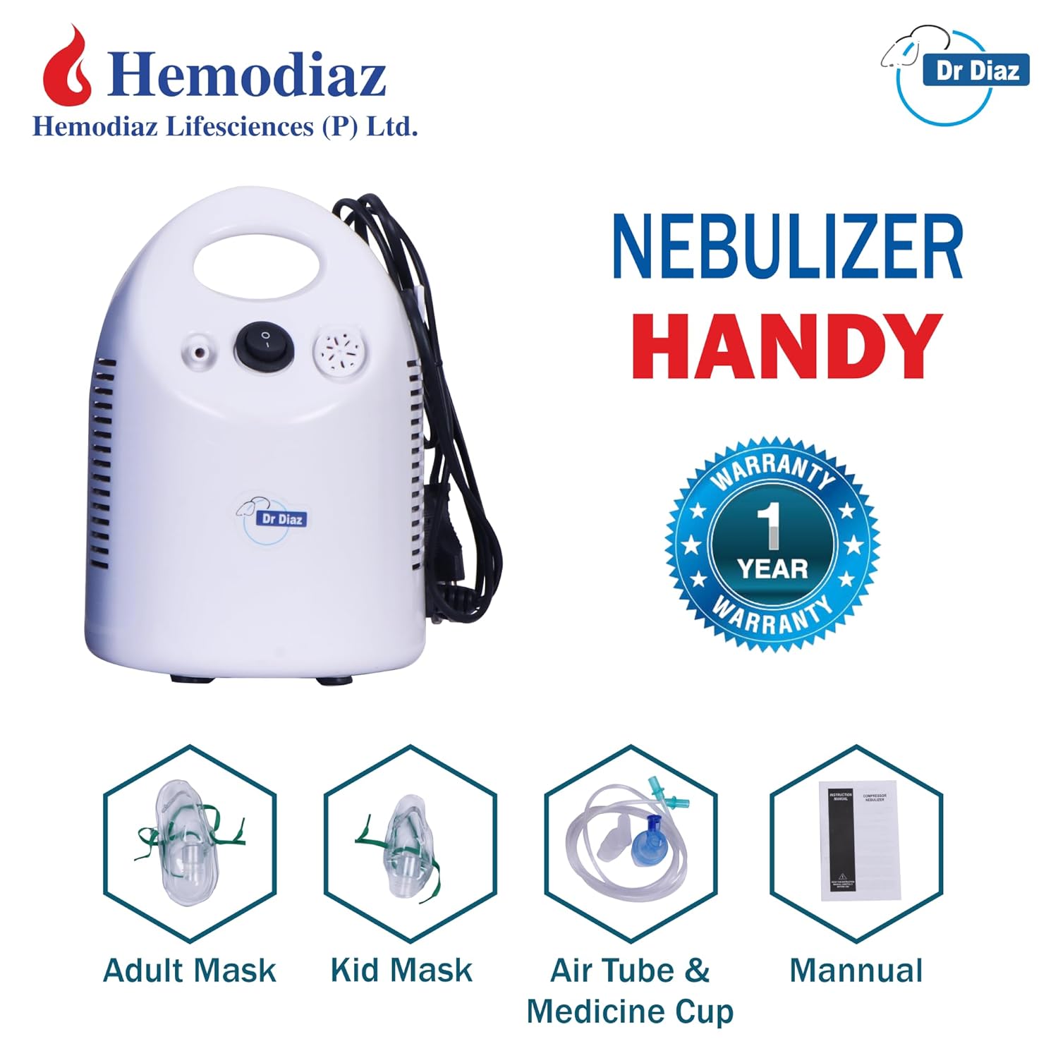 Dr Diaz Portable Star Nebulizer for Adults & Pediatric| High Air Flow| Handy Design| Perfect for Home & Hospital| Asthma, COPD, and Respiratory Relief Dr Diaz Portable Star Nebulizer for Adults & Pediatric| High Air Flow| Handy Design| Perfect for Home & Hospital| Asthma, COPD, and Respiratory Relief