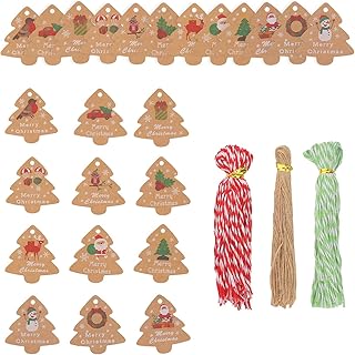 LUTER 144 Pezzi Cartellini di Natale , Etichette Kraft Pap Vintage con Molti Colori Misti Sono Adatti Per Alberi di Natale Regali Bottiglie Di Vino Rosso Ed Etichette per Piante