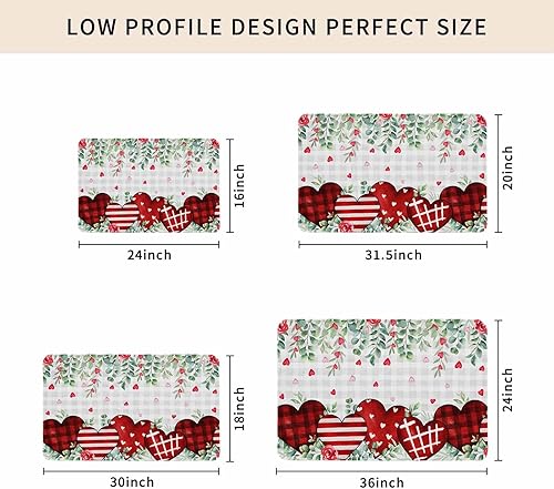 Vista 393 de Tapete de Feliz Navidad, tapete antideslizante para puerta delantera, baño, cocina, dormitorio, patio, entrada, 16 x 24 pulgadas, rojo, negro y verde