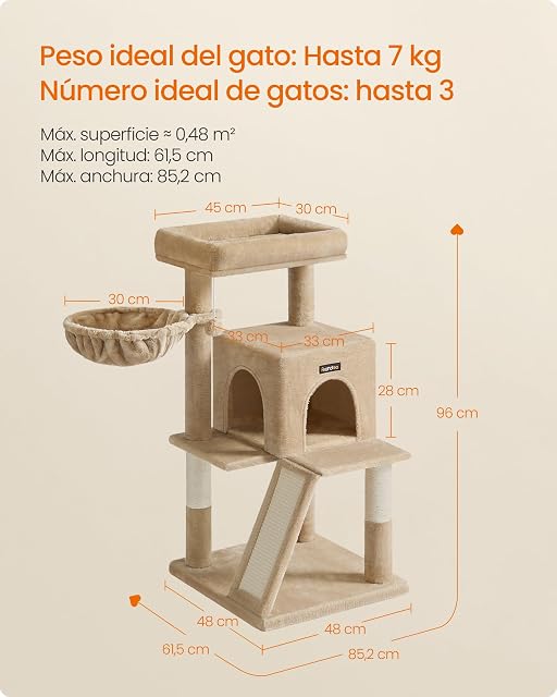 Foto 6 de 7 de Feandrea Árbol de Gatos, Torre para Gatos Grandes, Marrón Camello PCT051K03