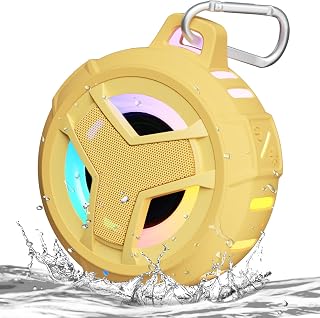 EBODA Bluetooth Shower Speaker, Waterproof Portable Wireless Speakers with Light, IP67 Floating, 2000mAh, Small Portable Speaker for Kayak, Beach, Pool Accessories, Gifts for Unisex-Yellow