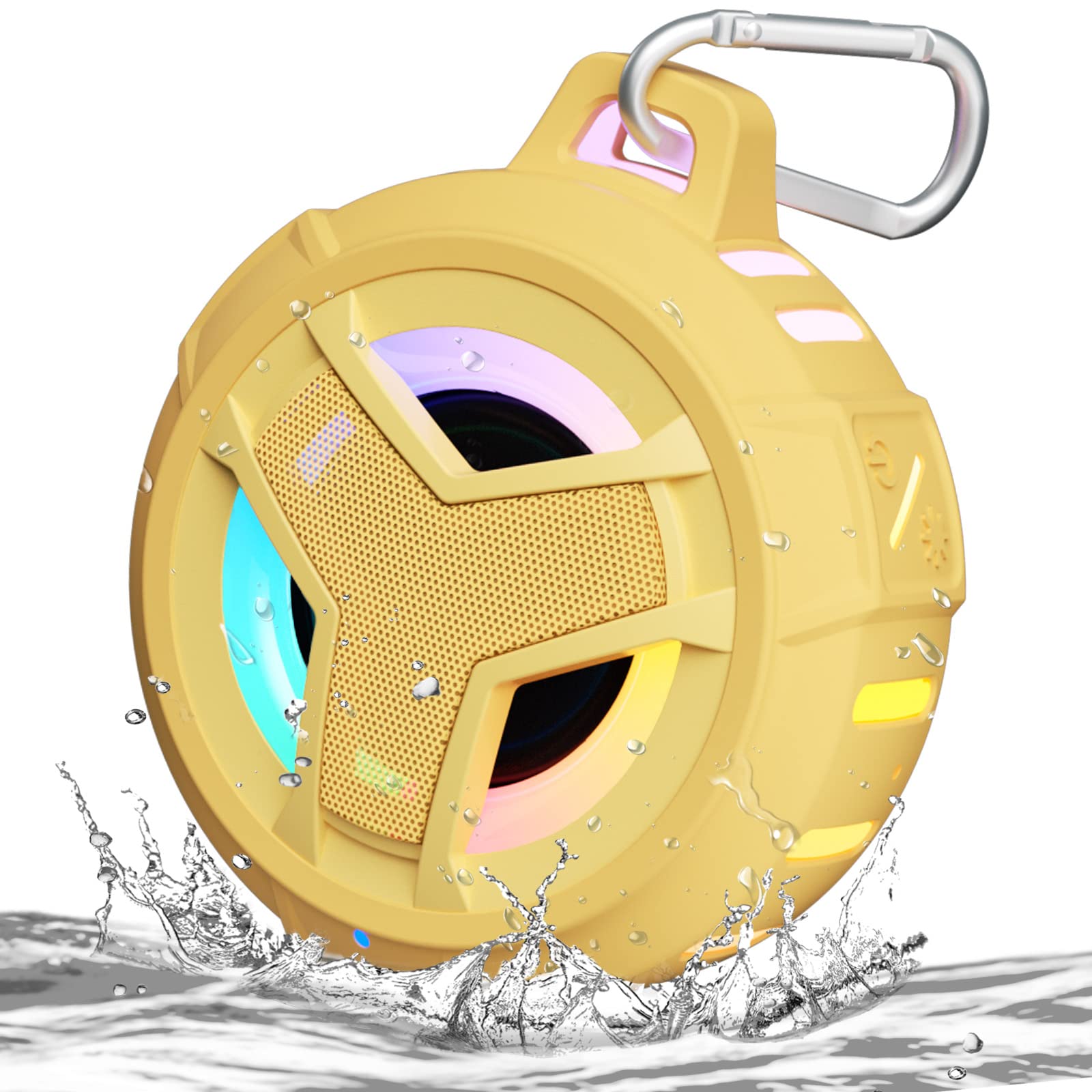 EBODA Bluetooth Shower Speaker, Waterproof Portable Wireless Speakers with Light, IP67 Floating, 2000mAh, Small Portable Speaker for Kayak, Beach, Pool Accessories, Gifts for Unisex