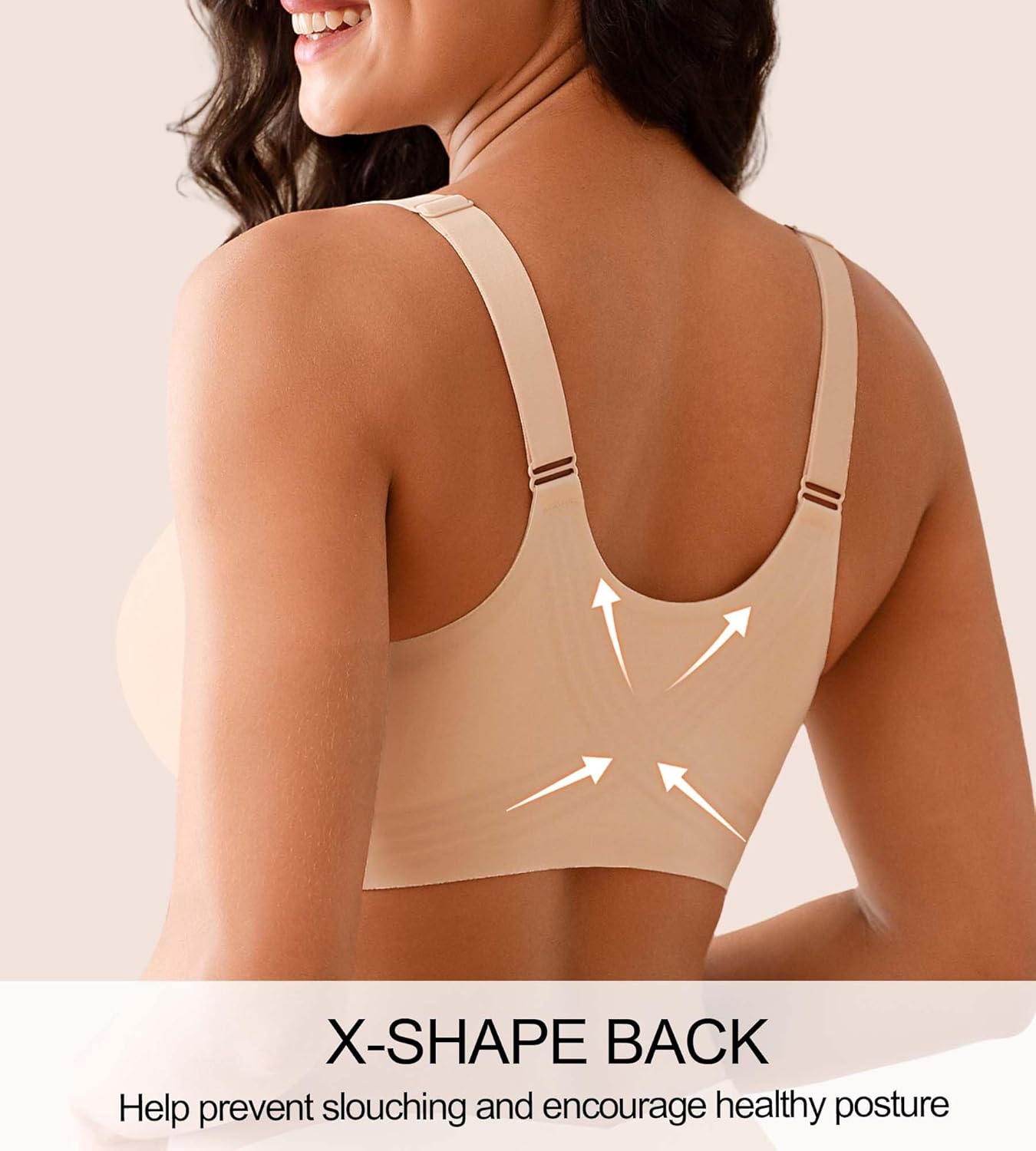 Posture Bras for Women Front Closure Push Up Bra No Underwire Back Support Bra - Image 4