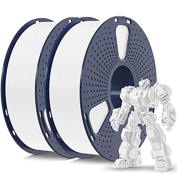 PLA+ 3D Printer Filament 1.75mm, SUNLU PLA Filament PRO, 1.75 PLA Plus Filament, Dimensional Accuracy +/- 0.02 mm, 1 kg Spool, Pack of 2, White+White