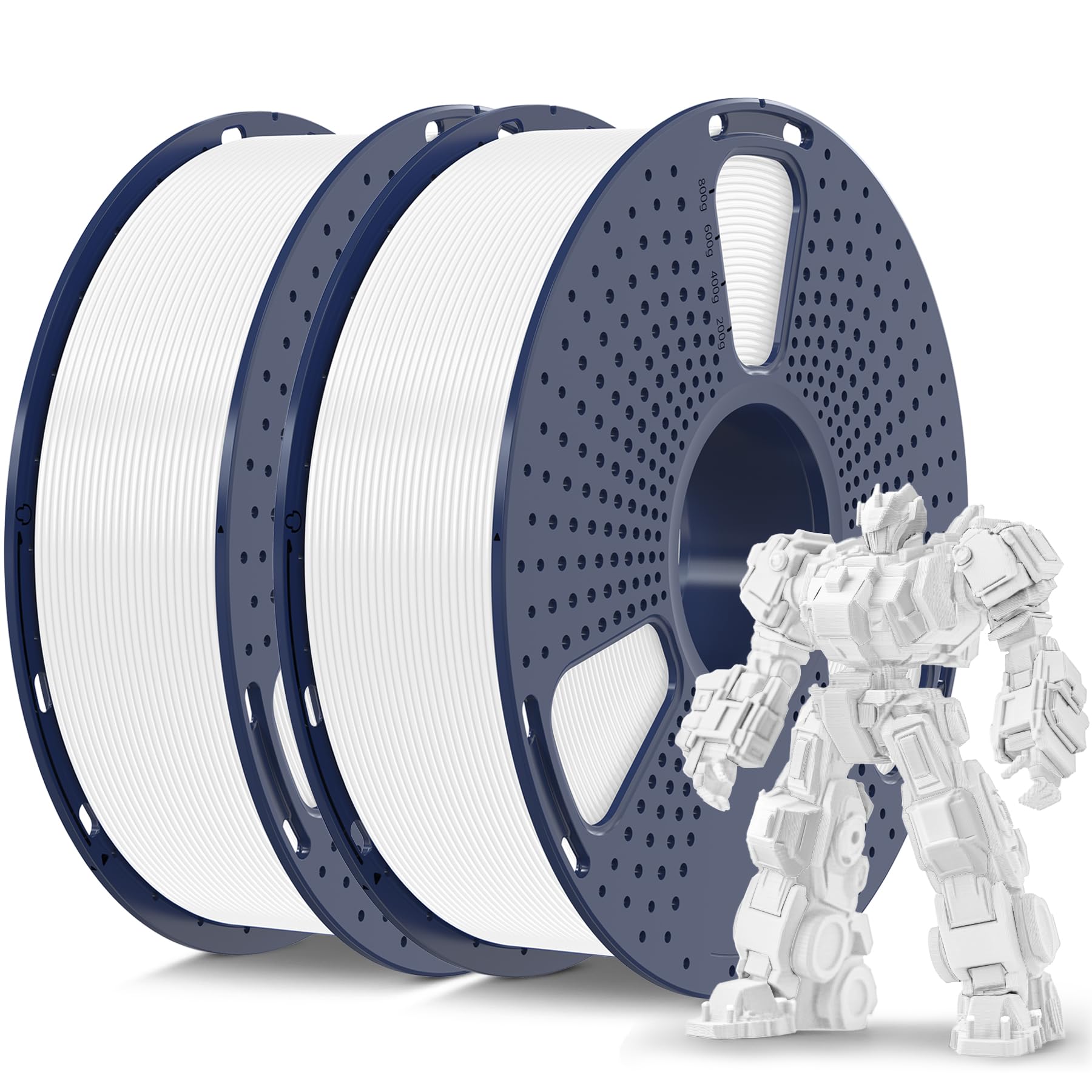 SUNLU PLA Plus 3D Printer Filament 1.75mm 2KG, White, 2 Packs | Neatly Wound, Upgrade PLA Filament, Dimensional Accuracy +/- 0.02 mm, Fit Most FDM 3D Printers