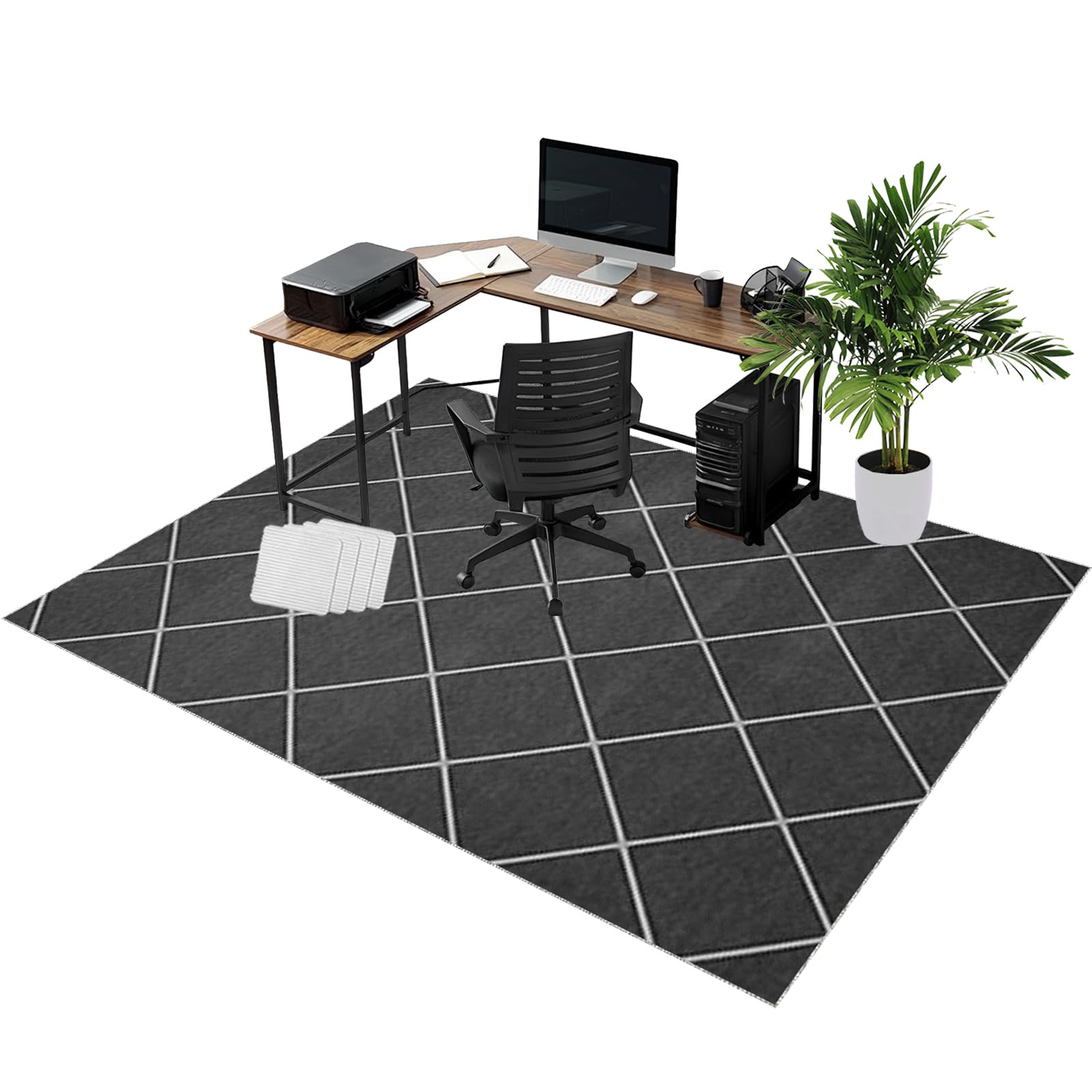 Rolling Chair Mats, Office Chair Mat for Carpet and Wooden Floors 120 x 160 cm Non-slip Gaming Floor Protector, Washable Desk Carpet Protector Rug for Home Office, Non Slip Floor Protection Mat