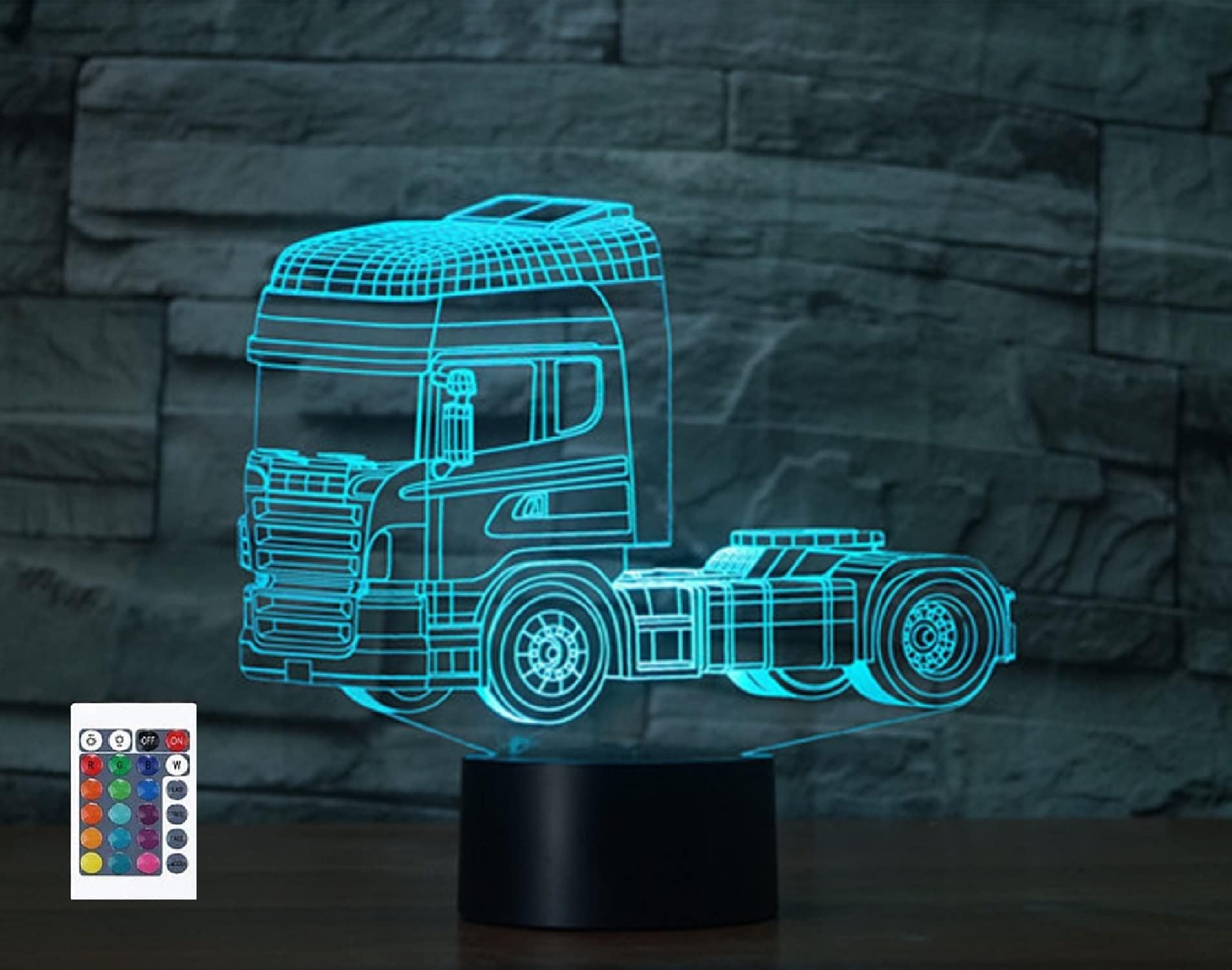 Kids Night Lights Large Truck LWK 3D Night Light Bedside Lamp Car 16 Colors Changing With Remote Control Best Birthday Gifts For Boys Baby