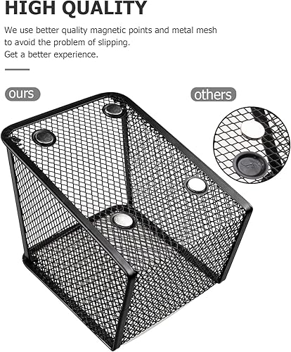 Miniatura 2 de QYH Portalápices magnético grande, paquete de 2 cestas magnéticas, 8 portalápices con imanes fuertes, accesorios para nevera, pizarra blanca negra