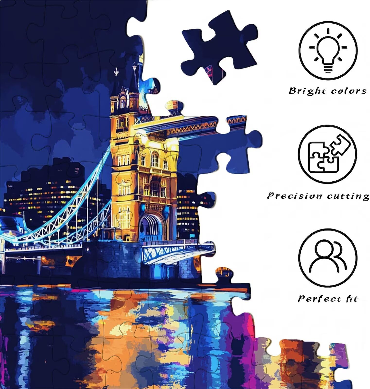 Puzzle 4000 elementów, niemożliwe puzzle dorośli 141,5 x 87,5 cm, druk w wysokiej rozdzielczości, gry edukacyjne, drewniane puzzle antystresowe dla całej rodziny, dekoracje ścienne, London Tower
