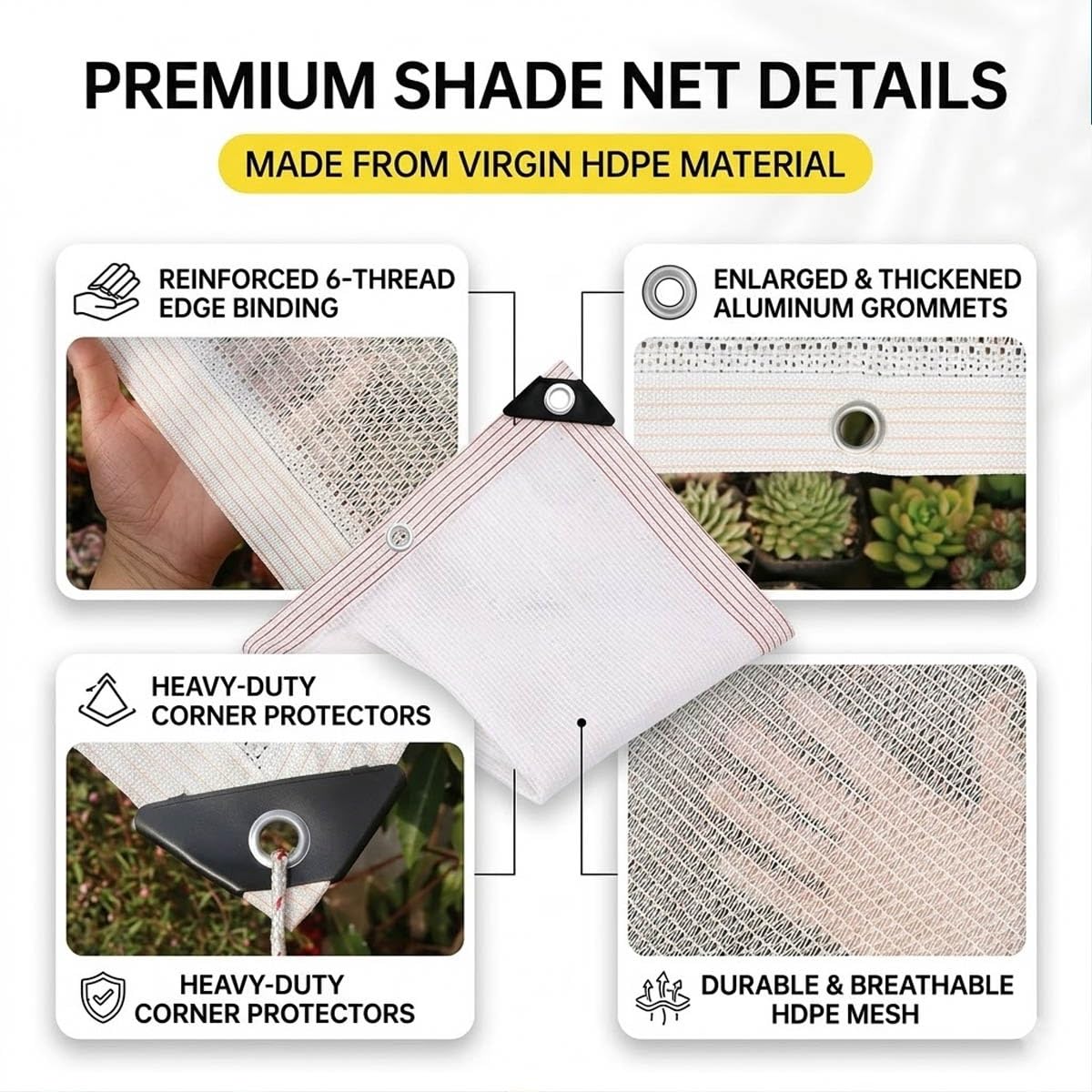 Heavy Du UV Resint Mesh Tarp 9,8 x 15,8 m - Rete traspirante da giardino e patio con occhielli - Perfetto per recinzioni, spazi esterni e protezione delle piante