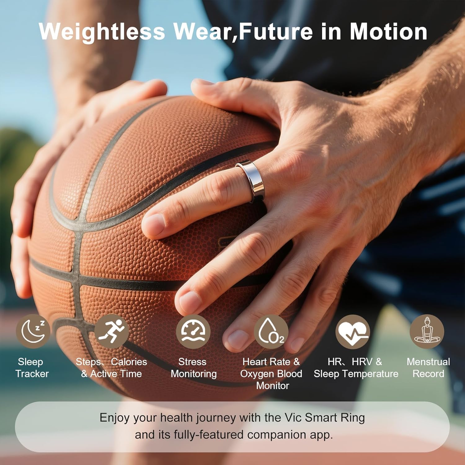 Vic Ring, Ultra-Light Titanium Smart Ring, 7-Day Battery Life, Fitness/Sleep/Stress Tracker for Women & Men, No APP Subscription Fees, IP68 Waterproof, iOS & Android Compatible (Rose Gold, 8) - Image 4