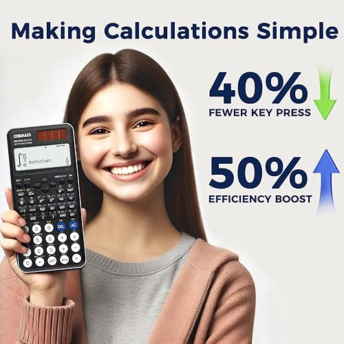 Miniatura 2 de OSALO Scientific Calculator 417 Function 2 Line 10+2 Digits Written Display Solar and Battery Calculators for School College Students Secondary