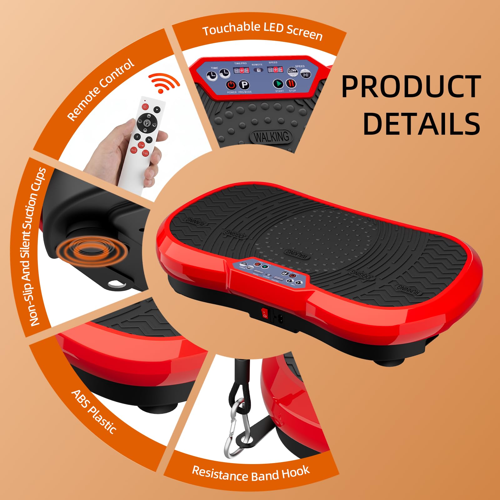 TLGREEN Vibrationsplatte Groß mit Leiser 200W-motoren, L/ XL Rüttelplatte Sport, 120 Stufen und 10 Modi, Fernbedienung, Vibration Plate für Zuhause Ganzkörpertraining Lymphdrainage Muskelaufbau