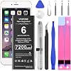 SHENMZ Battery for iPhone 6, [2025 New Upgraded] 7200mAh High Capacity New 0 Cycle Replacement Battery for iPhone 6 A1549 A1586 A1589 with Professional Repair Tools Kits