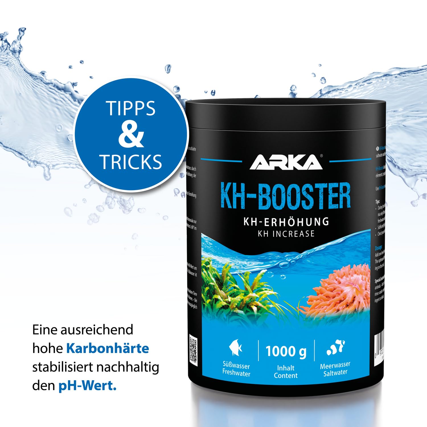 MICROBE-LIFT KH Booster – podwyższenie twardości węglanowej KH do akwarium słodkowodnego i morskiego z przydatnymi bakteriami, 1000 g