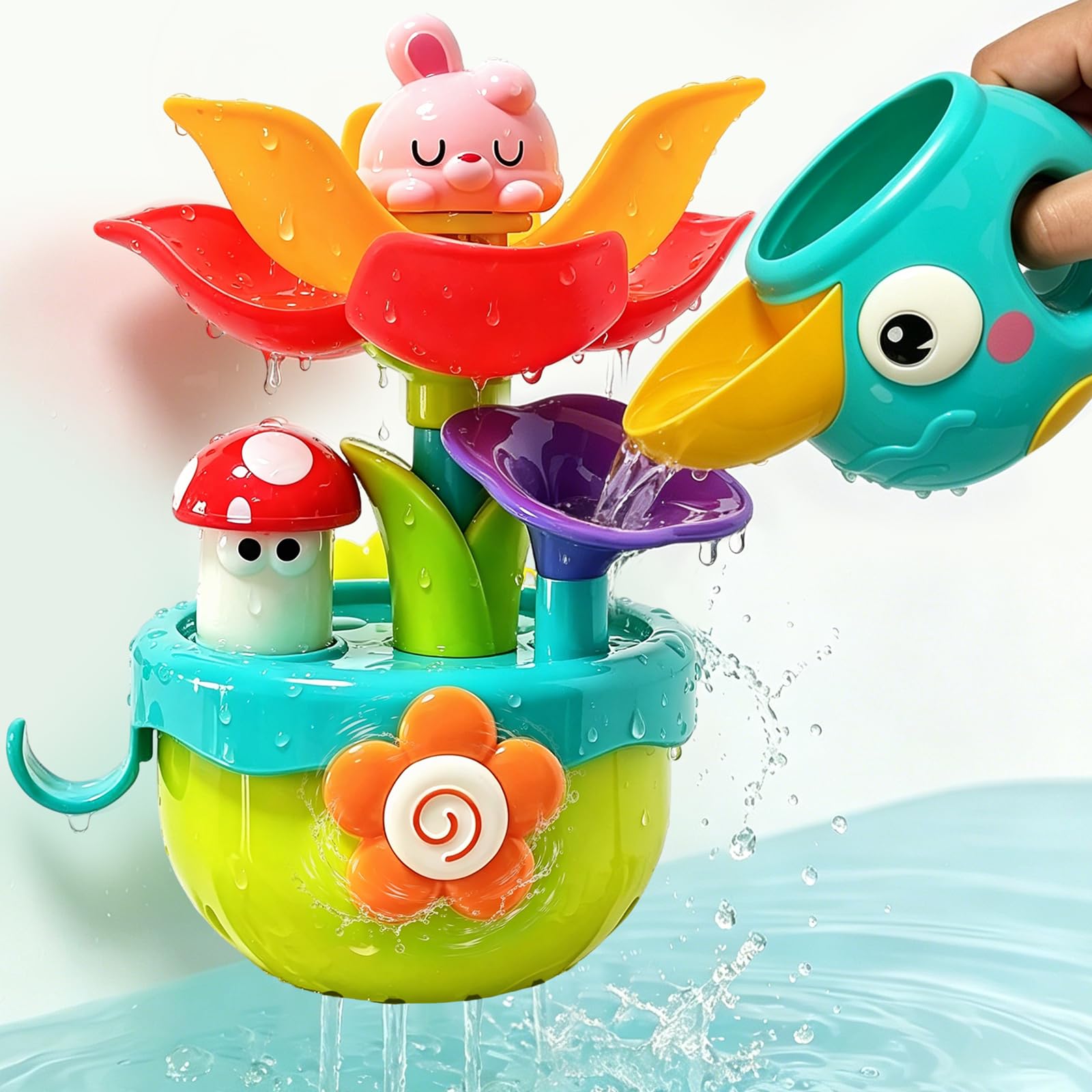 Kulveanju Baby Bath Toys for 1 2 3 Year Old - Watering Makes Flowers Bloom Water Play Toys, Toddler Water Toys, Kids Pool Toy Birthday Gift for Boys Girls 12+ Months