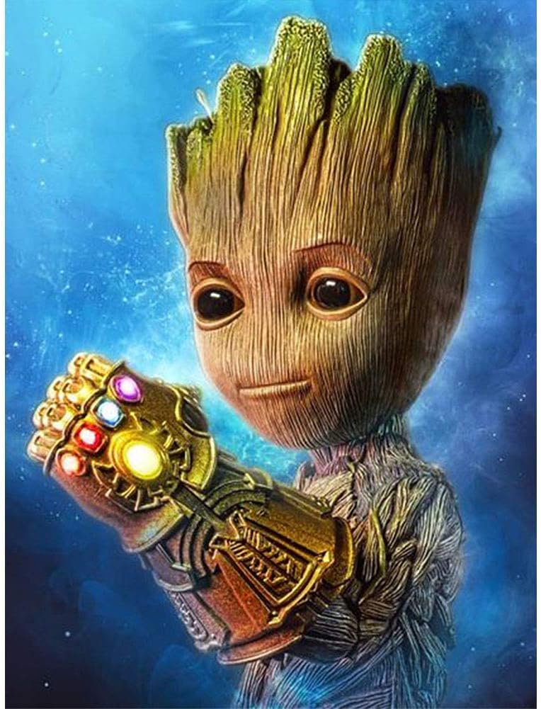 DIY 5D Diamond DIY Paintings Kits for Kids & Adults,The Theme of Groot Full Drill Crystal Rhinestone Painting by Number Kits,Perfect Gift for Kids, 30 * 40cm