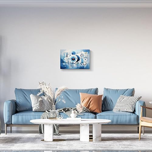 Miniatura 408 de Lienzo artístico para pared, pinturas de arte abstracto, fantasía azul, grafiti colorido sobre fondo blanco; decoración artística moderna para sala