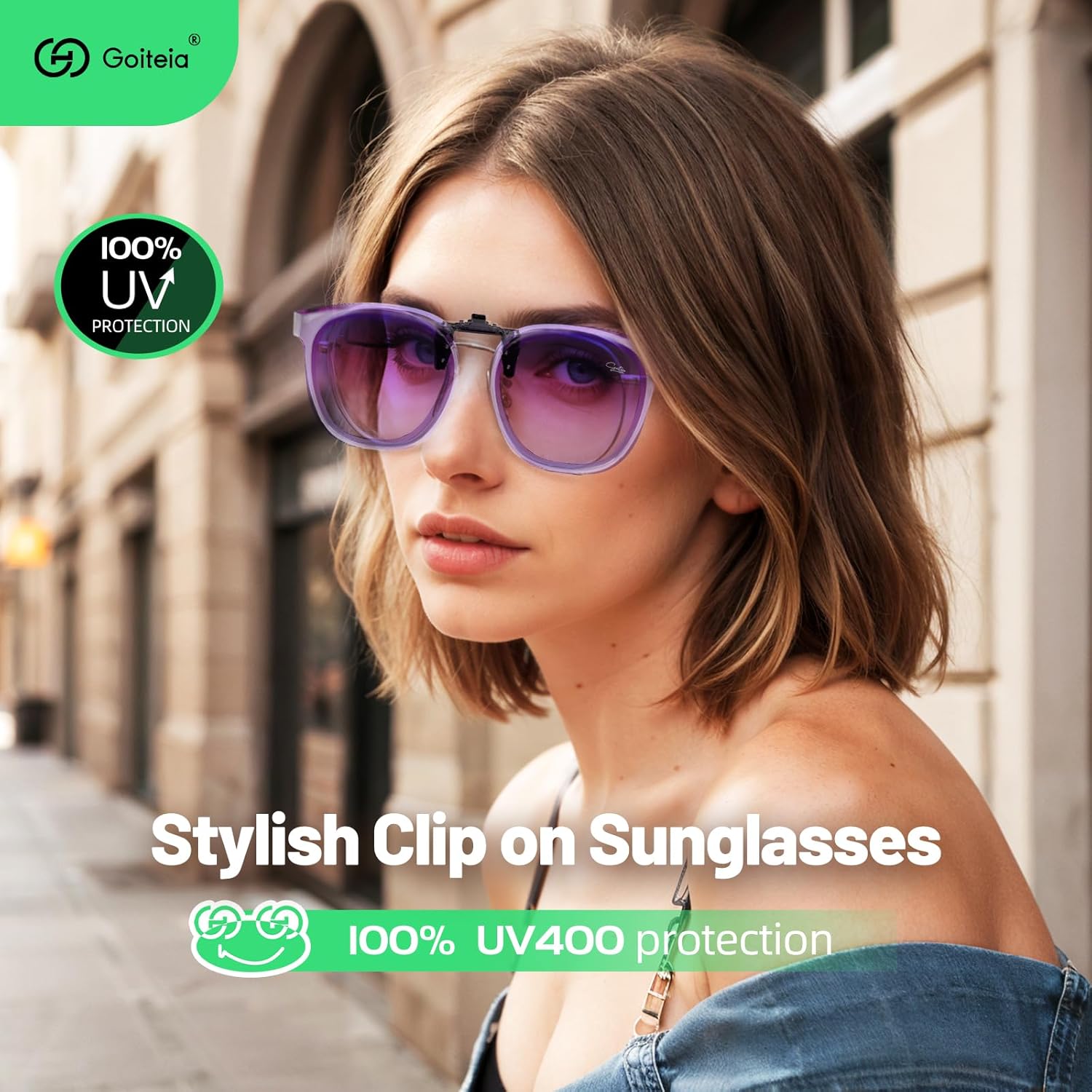 Goiteia Oversized Polarized Clip on Sunglasses over Prescription Glasses for Women Men, Round Stylish Framed Like Sunglasses - Image 2