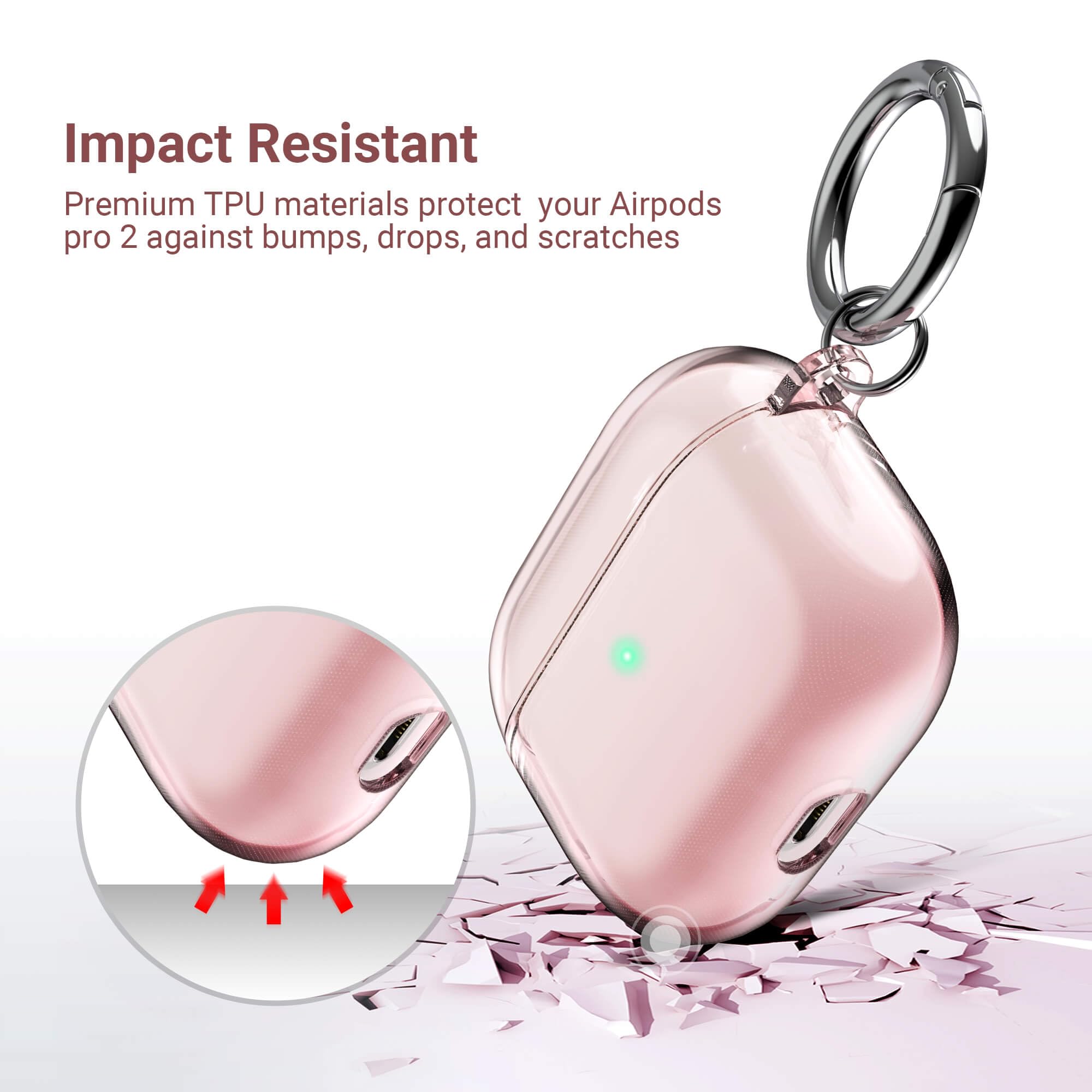 Coque Transparente AirPods 3 Avec Mousqueton Et Voyant LED - Protection Anti-choc, Chargement Sans Fil Visible