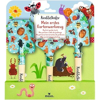moses. 16142 Crawling Beetle My First Garden Tool, 3-Piece Garden Set for Children, Consisting of Garden Shovel, Hand Spade a