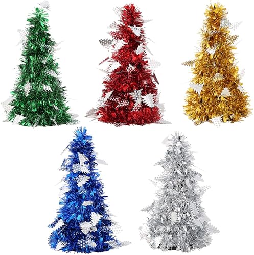 Miniatura 8 de Árbol de Navidad metálico, 5 piezas, árbol de cedro artificial, centros de mesa, árboles de sisal, árbol de Navidad en miniatura, escritorio,