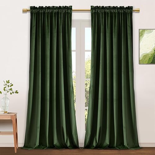 Miniatura 9 de JIUZHEN Cortinas de terciopelo gris de 96 pulgadas de ancho x 96 pulgadas de largo, cortinas opacas de terciopelo suave y retro con bolsillo para