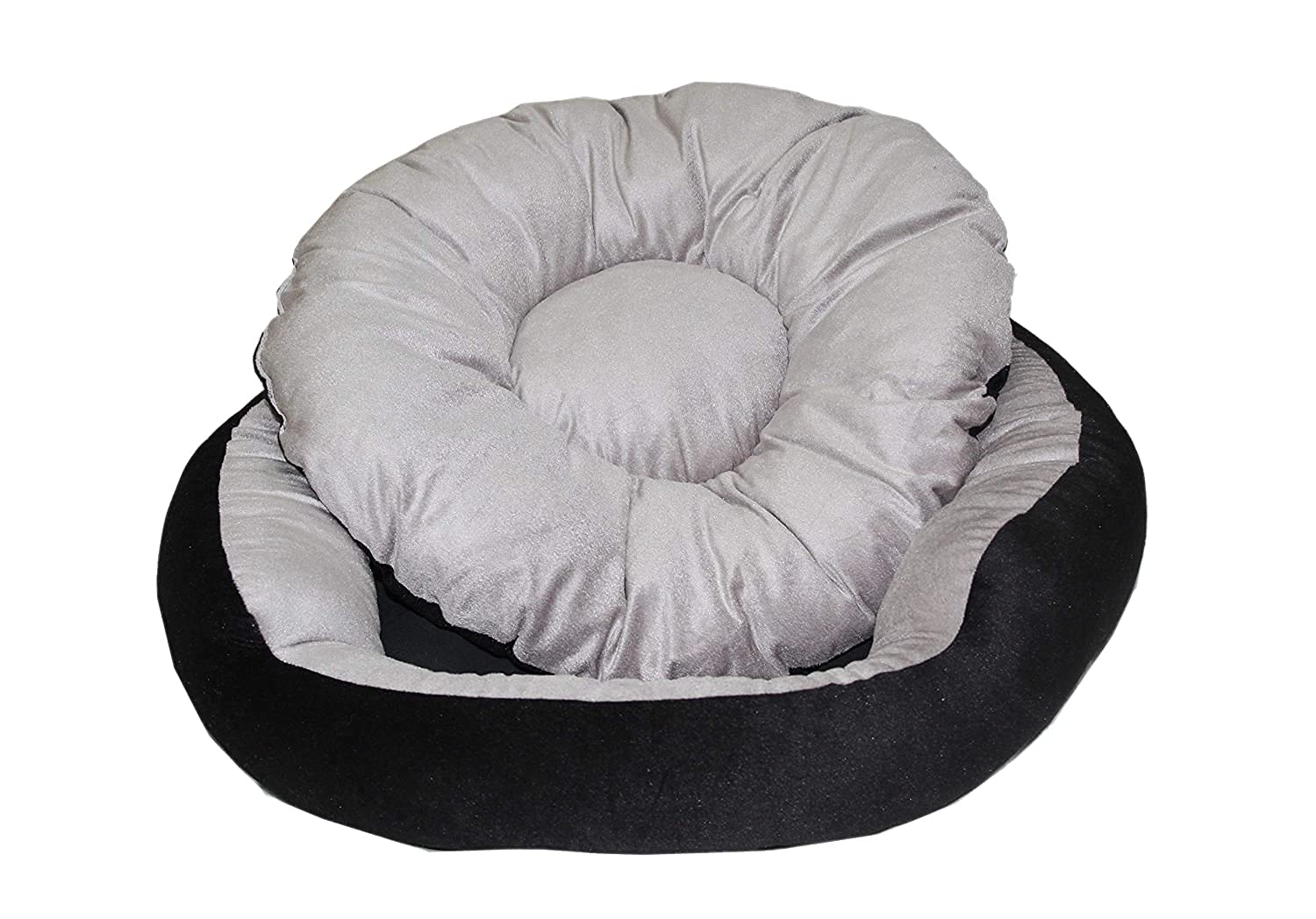 Fristone Super Soft and Reversible Dual Color Dog Bed Grey,Black Color Round Shape 2 Extra Pillow -XXL (B089711YN4) Amazon Price History, Amazon Price Tracker