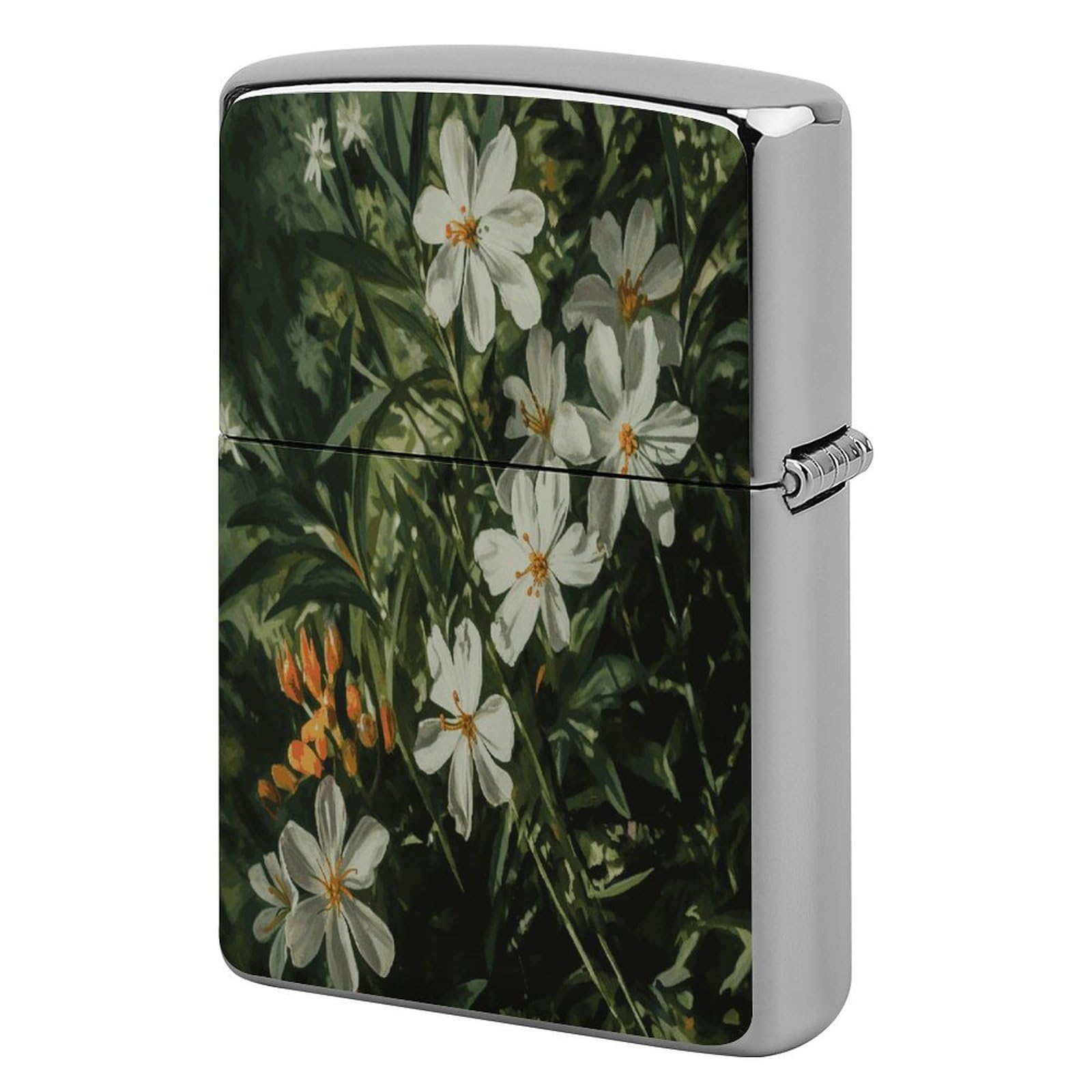 Fodpand Style Flowers And Green Leaves Metal Lighter Case Cover Lighter Sleeve