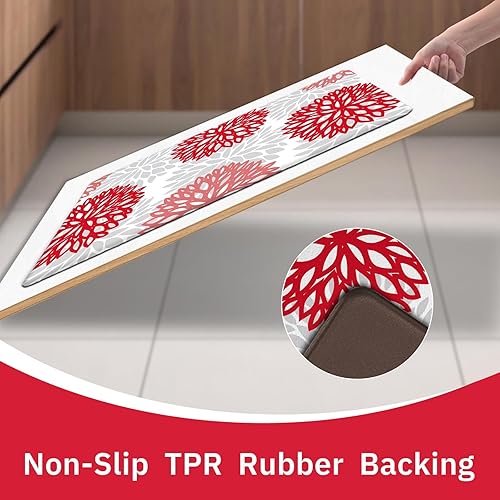 Miniatura 55 de Juego de 2 tapetes de cocina acolchados antifatiga, impermeables, antideslizantes, tapete de espuma viscoelástica, tapete cómodo para fregadero