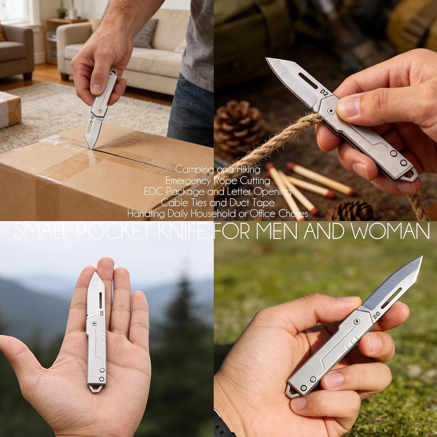 GMAXT Mini Key Chain Knife For Men,1.5 inch Blade keychain pocket knife, 3Cr13 Steel Blade and Handle For Everyday Carry,Lightweight Edc Gadgets for Camping, Hiking Fishing and Outdoor (1, Mini)