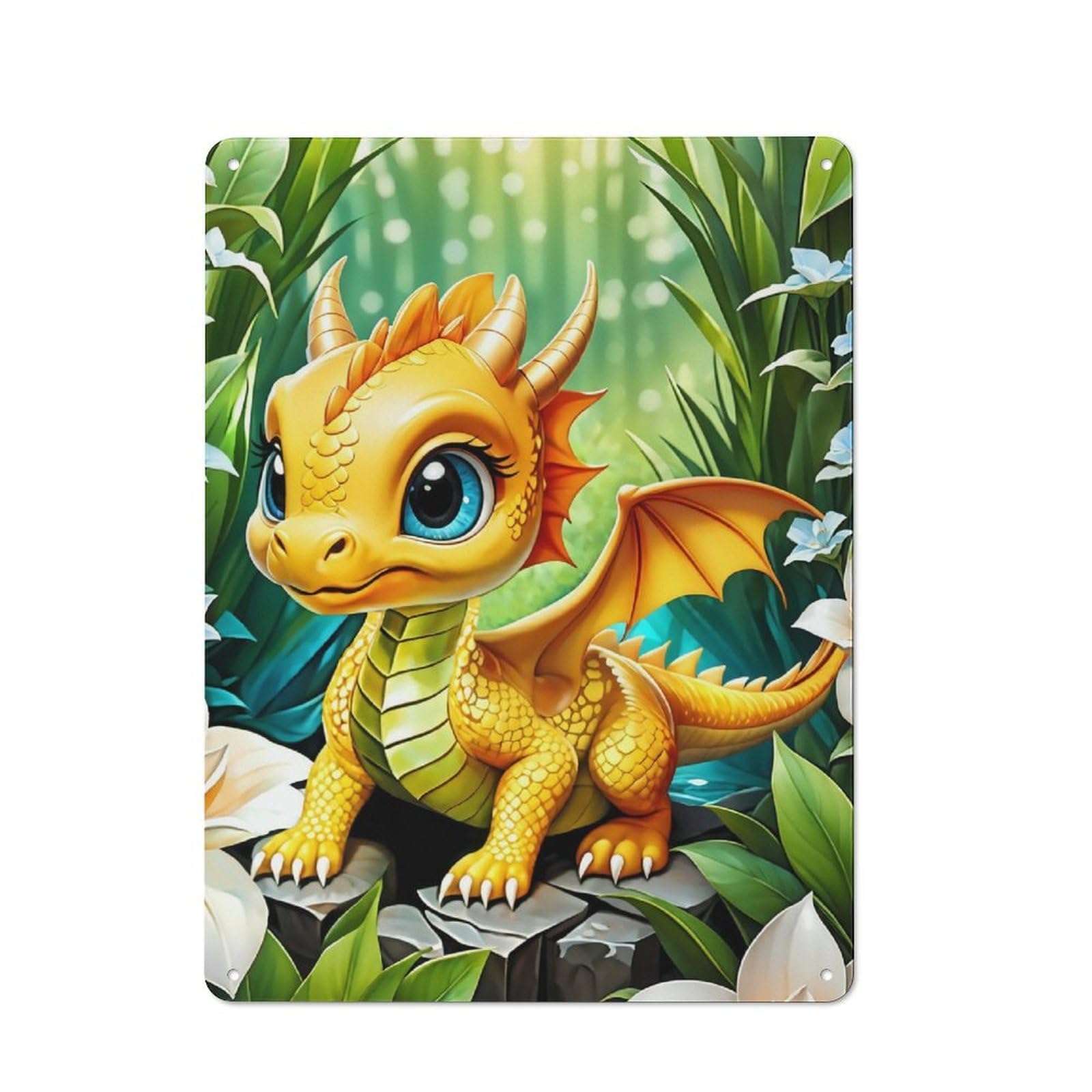 Junmoney Baby Dragon Rustic Metal Sign 40X30cm For Kitchen Or Home Bar, Gift For Kitchen Decor Lovers During The Christmas Season