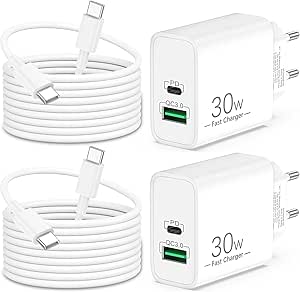 Chargeur USB-C 30W Avec Câble 2m – Rapide, Compatible IPhone 15/16, Pack De 2 - 2