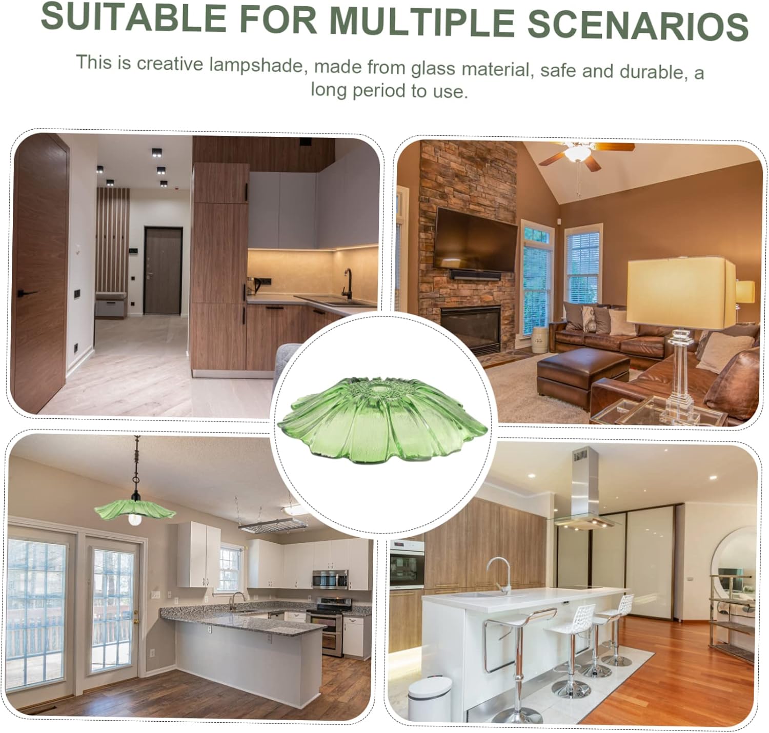 BESTonZON Hanging Lamp Shade Cover Glass Decorative Lamp Shades for Pendant Ceiling Light Kitchen Living Decor