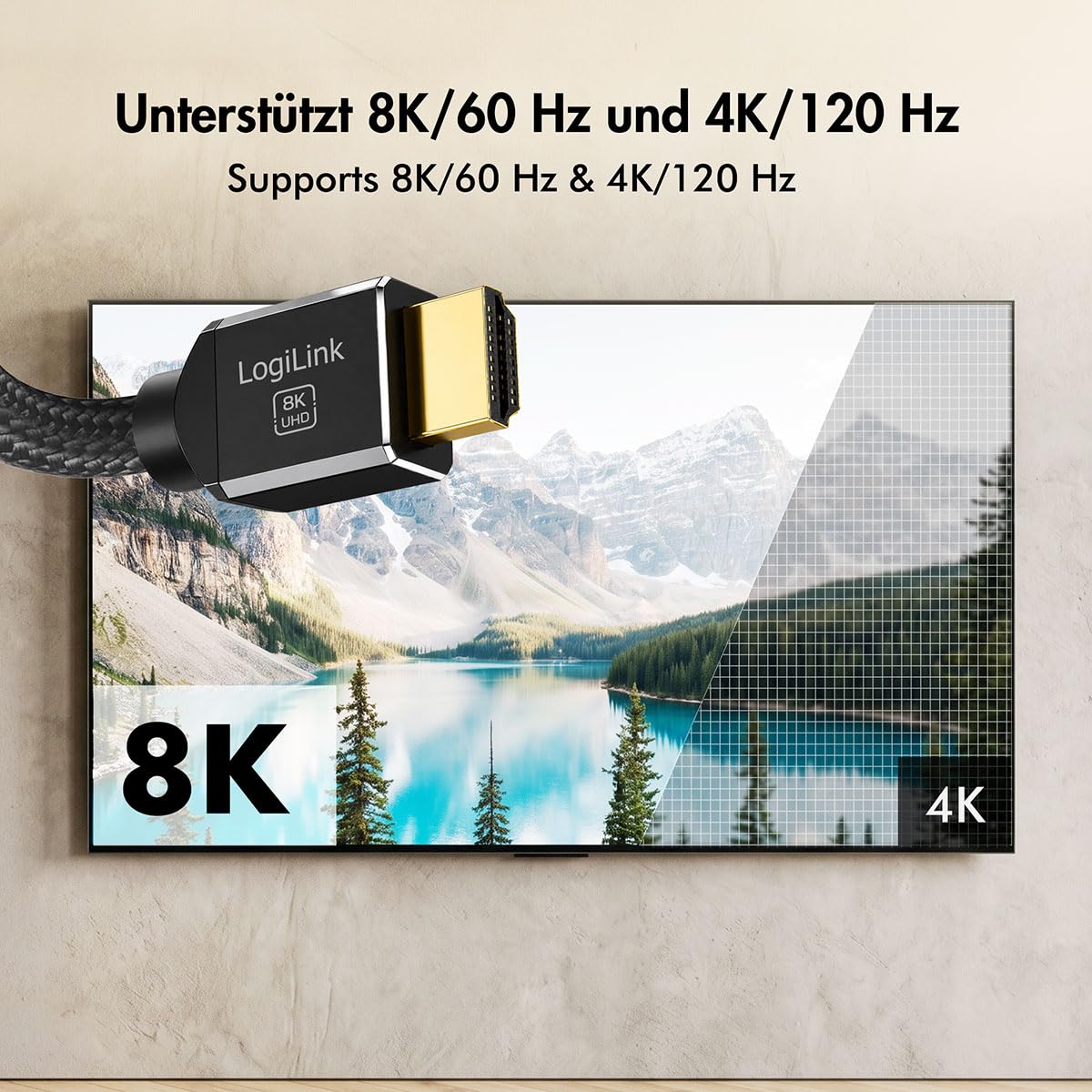 Logilink Cavo di collegamento HDMI certificato (maschio/maschio), risoluzione UHD fino a 8K/60 Hz, velocità dati fino a 48 Gbps, eARC, Dynamic HDR, VRR, ALLM, lunghezza: 2 m