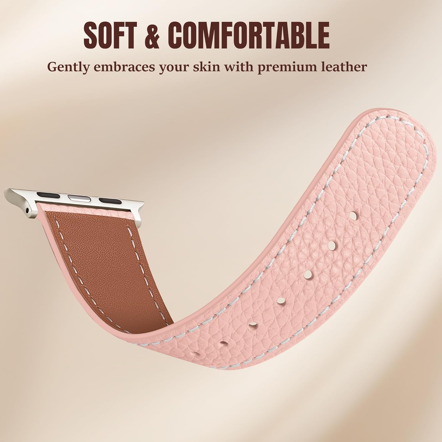 Charlam Leather Magnetic Watch Band, Compatible with Apple Watch Bands 40mm 38mm 41mm 42mm 44mm 45mm 46mm 49mm Women Men, Top Grain Leather Designer Strap for iWatch Series 11/10/9/8/7/6-1/Ultra 3/SE3 - Image 4