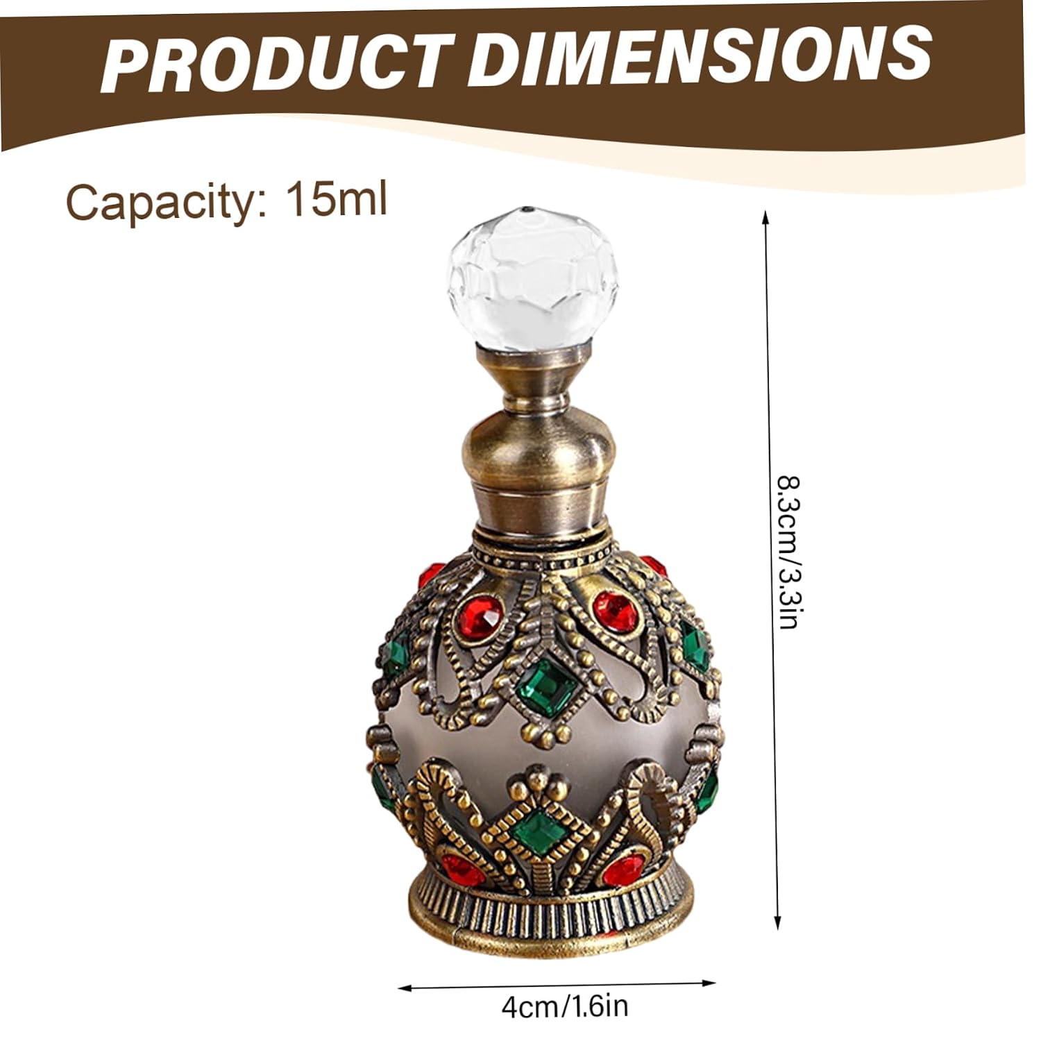 Arabic Perfume Oil Luxury Dubai Essential Oil Fragrance with Crystal Bottle Cap & Non-Slip Bottom Rhinestones Long Lasting Arabian Perfume for Women image 3