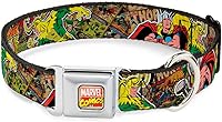 Vista 1 de Buckle-Down Collar de perro con hebilla de cinturón de seguridad, postura de Thor & Loki/cómics retro apilado, 1 pulgada de ancho, se adapta a