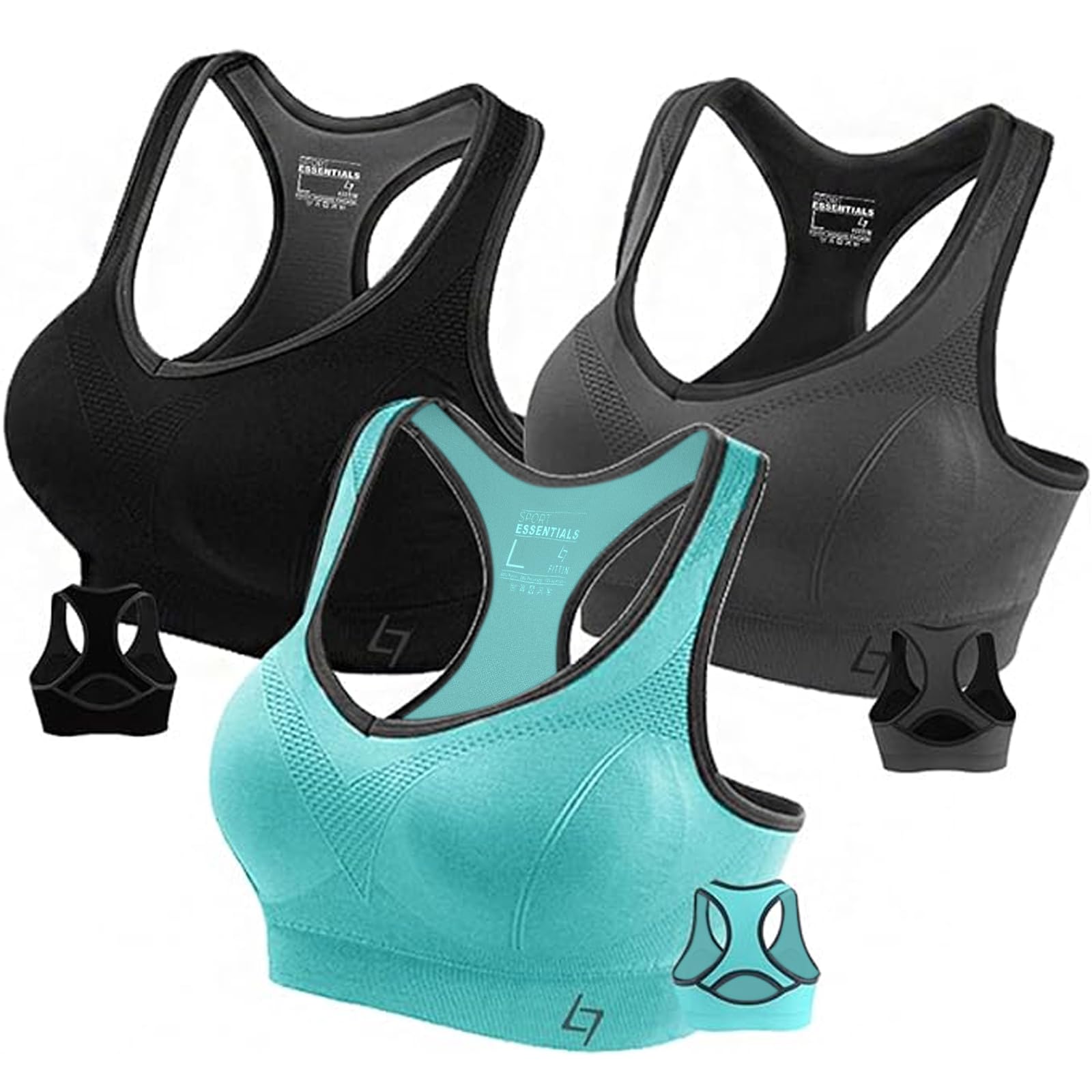FITTIN Racerback Sports Bras for Women - Padded Seamless Support Bra for Yoga Gym Workout Fitness