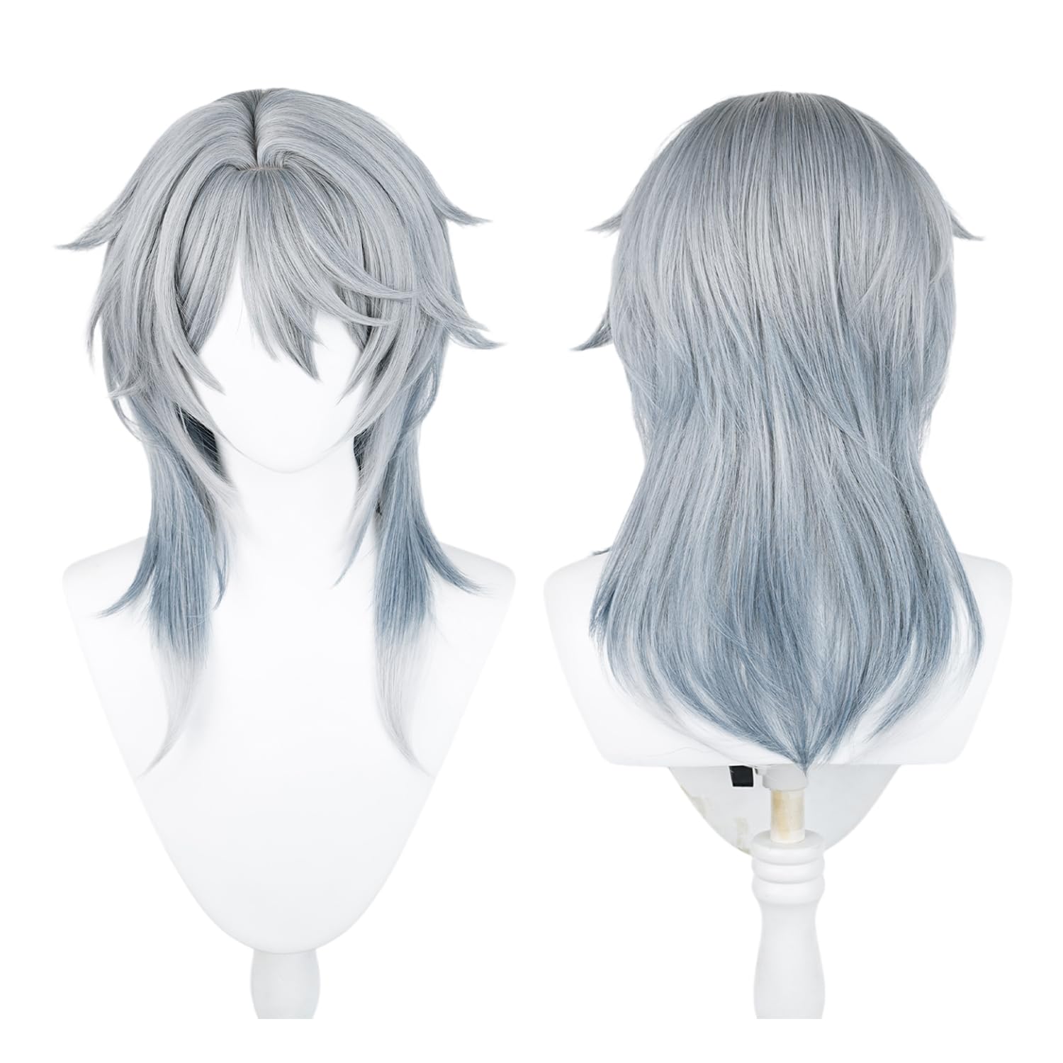 Sunday Cosplay Wig for Honkai Star Rail, Gray Medium Hair Wig Anime Straight Hair Costume Wig with Bangs + Cap
