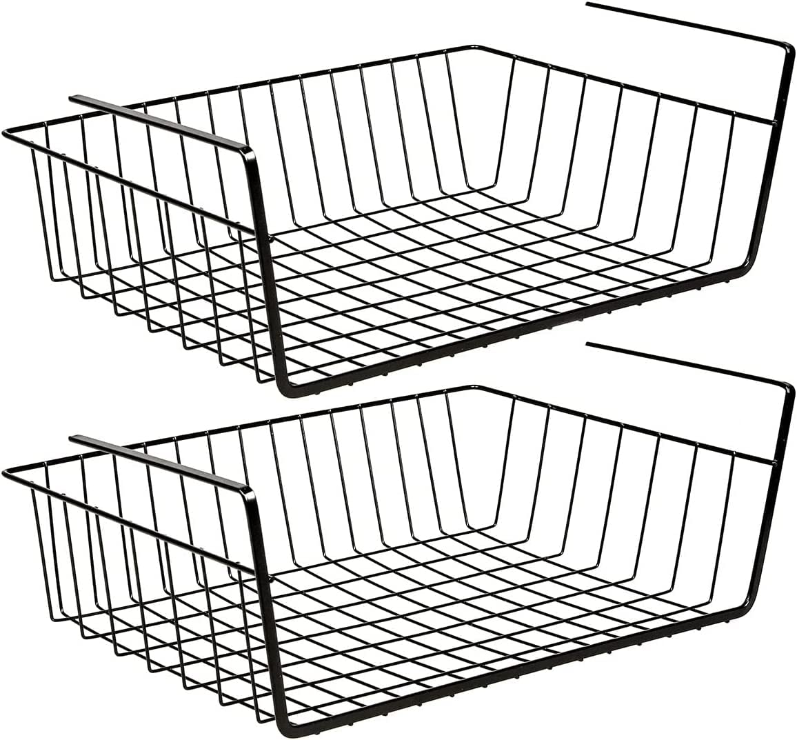 Greenfields Metal Under Shelf Storage Basket - Hanging Metal Wire Storage for Kitchen Organisation, Pantry, Office Use, Crafts, Bathroom or Cabinet - Stackable Design (2)
